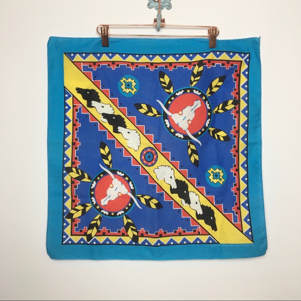 Southwest cow skull horse concho print bandana - Picture 2 of 5